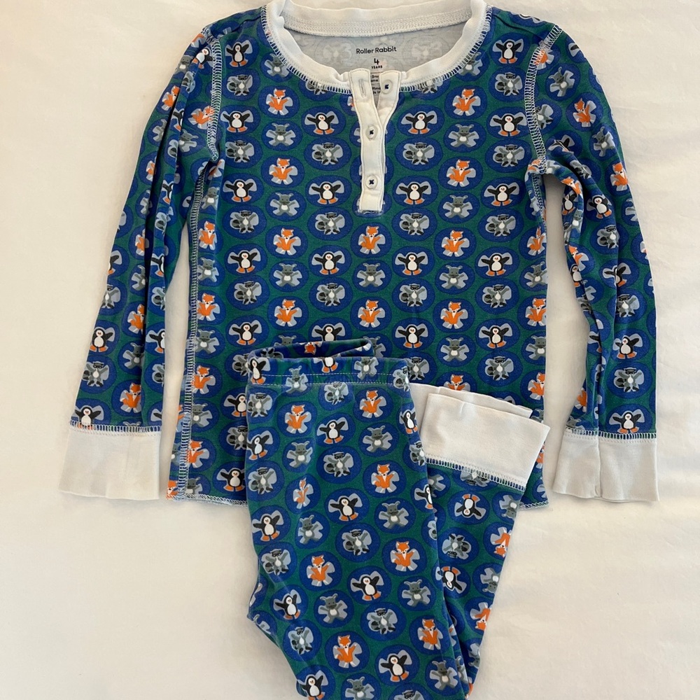 Roller Rabbit Blue and Orange Kids Pajama Set